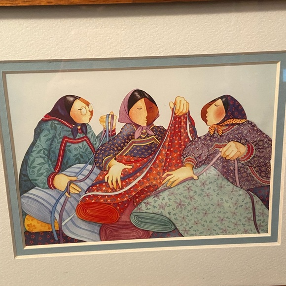 Alaskan Scene ‘Eskimos & Calicos’ Art Print By Barbara Lavallee Oak 11x13” Frame - Picture 3 of 5